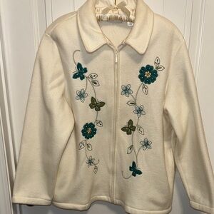 Embroidered Cream Jacket with Butterflies